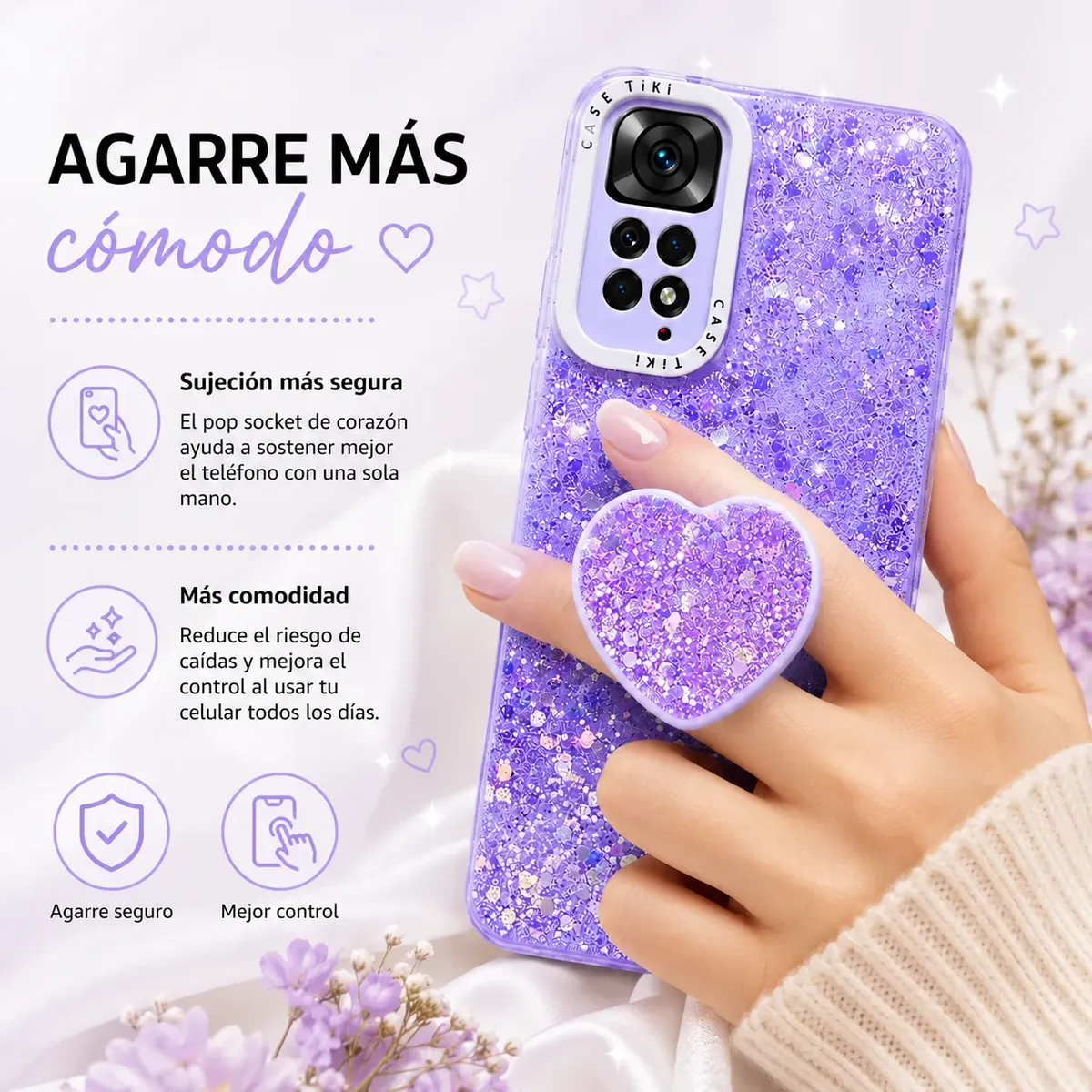 Carcasa para Xiaomi Redmi Note 11 Pro 5G Glitter Pop Socket — vista 5 Carcasa para Xiaomi Redmi Note 11 Pro 5G Glitter Pop Socket — vista 5