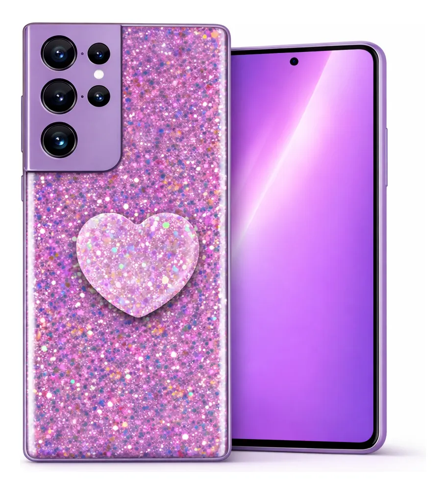 Carcasa para Samsung S25 Ultra Glitter Brillo Con Pop Socket