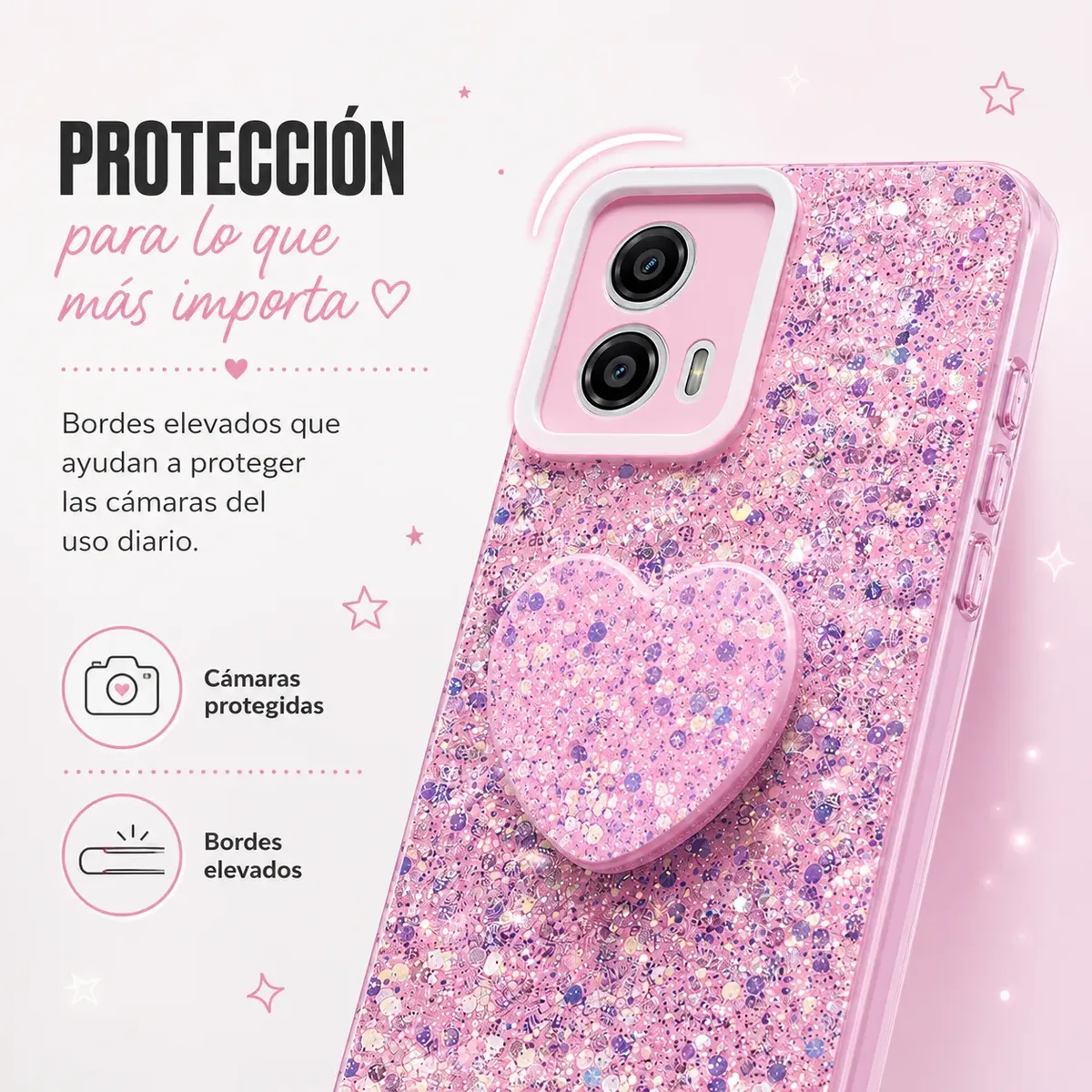 Carcasa para Motorola G53 Glitter Incluye Pop Socket — vista 5 Carcasa para Motorola G53 Glitter Incluye Pop Socket — vista 5