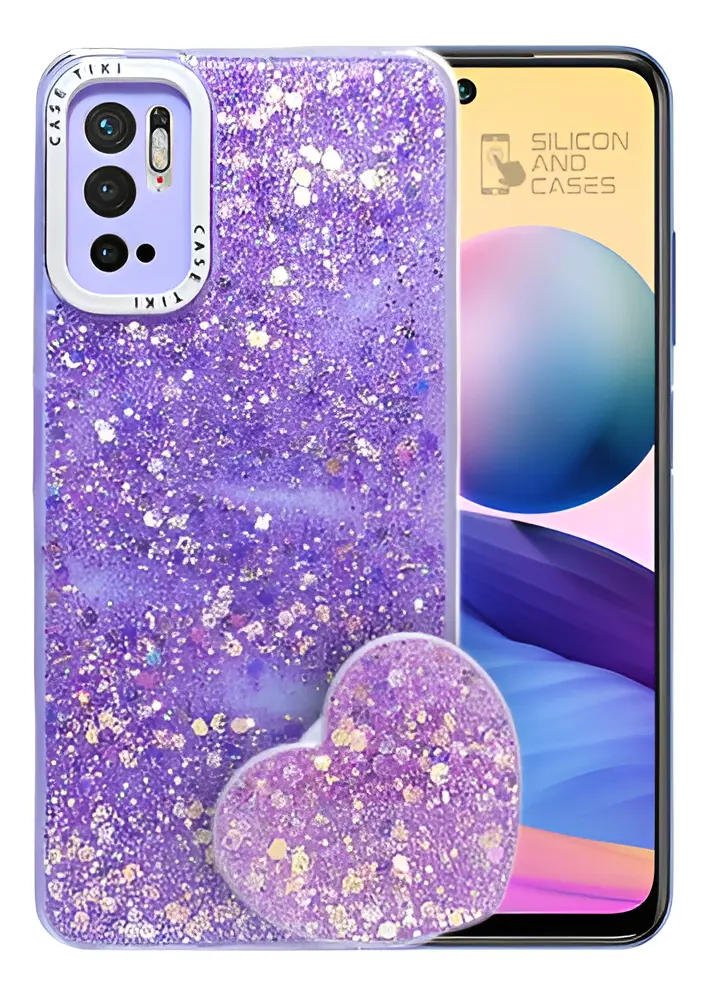 Carcasa para Xiaomi Redmi Note 10 5G Glitter Con Pop Socket Carcasa para Xiaomi Redmi Note 10 5G Glitter Con Pop Socket