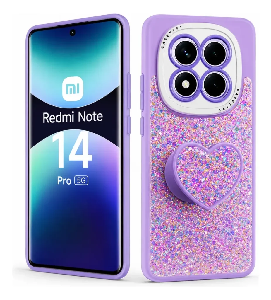 Carcasa para Xiaomi Redmi Note 14 Pro Glitter Con Pop Socket — vista 2