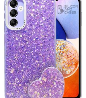 Carcasa para samsung a14 4g/5g glitter incluye pop socket