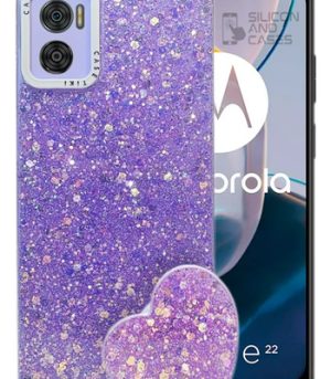 Carcasa para motorola e22i glitter incluye pop socket